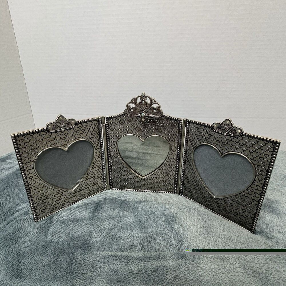 Things Remembered 3 Panel Silver Photo Frame Swarovski Crystals Engraved - Picture 1 of 9